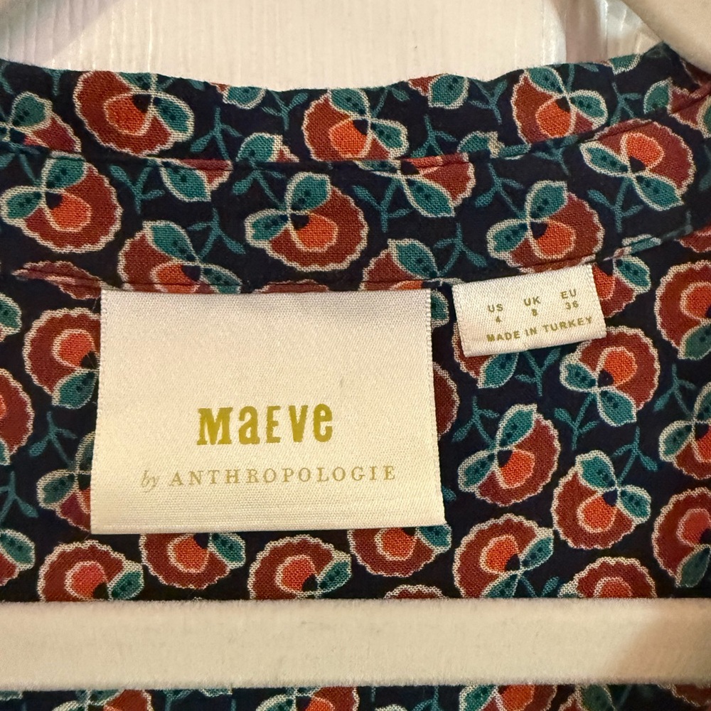 Anthropologie Navy and Orange Paisley Blouse - Picture 2 of 5